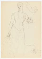 Disegno, schizzo per un ritratto di Bella Worsham, 1878