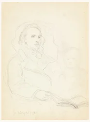 Disegno, schizzi per "Lezione di carità" e ritratto di Peter Richards, Jr., 1849