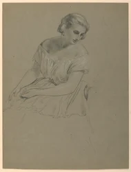 Disegno, studio per il "Ricevimento di Martha Washington", 1860