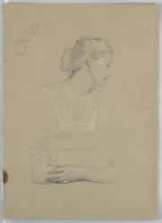 Disegno, studio per il "Ricevimento di Martha Washington", 1860