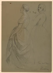 Disegno, studio per "Il ricevimento di Martha Washington", 1860