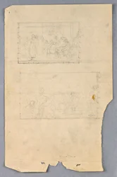 Disegno, studio per "Gruppo scientifico", 1858