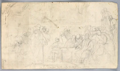 Disegno, studio per "Gruppo scientifico", 1858