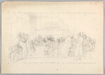 Disegno, studio per "Gruppo scientifico", 1858