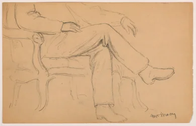 Disegno, William H. Macy seduto, parte inferiore del corpo; verso: mano destra, 1884