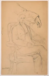 Disegno, William H. Macy seduto, studio del braccio sinistro separato, 1884