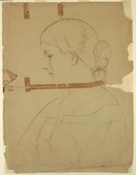 Disegno, Donna di profilo, modella a Roma, 1840