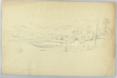 Franconia Notch dal fiume Pemigewasset vicino a Grafton House