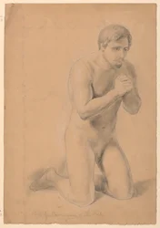 Figura maschile nuda, studio per "Comunione dei malati"