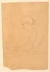Studio di ritratto di Annie A. Brush, seduta di profilo