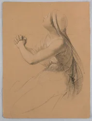 Studio di donna che prega per "Comunione dei malati"