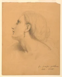 Studio della testa di una donna per "Raccoglitori d