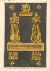 Targa di ottone per il Dr. James Goode e sua moglie Joan, figlia di Edward Clinton, chiesa di West Drayton