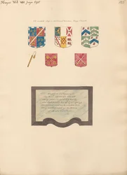 Vetrata antica nella finestra del canale e memoriale per il reverendo Anthony Hilton da Hayes
