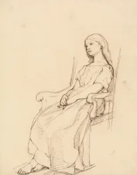 Studio di una giovane ragazza, seduta