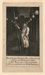 Una guardia notturna, illustrazione per "Königl: Grosbrit [anische] Genealogischer Kalender auf das 1780 Jahr Lauenberg bey J.G. Berenberg"