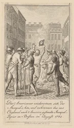 Foglio 1 della serie per il saggio «La storia della rivoluzione del Nord America», di M. C. Sprengel.