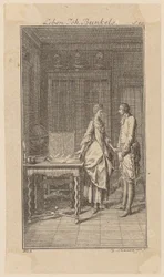 Bunkel nella biblioteca della signorina Henriette Noel, foglio 1 da «Vita, osservazioni e opinioni di Johann Bunkel»