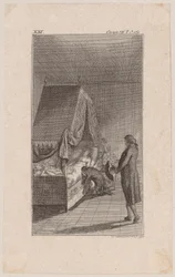 Clarisse morente nel letto a baldacchino