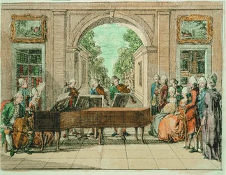 Il concerto, incisione a colori da BasedowsElementarwerk ... (incisione)