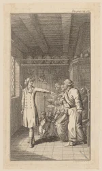 Incisione in rame che illustra "Il vicario di Wakefield" di O. Goldsmith