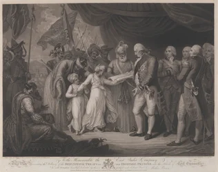 La consegna del trattato definitivo dai principi ostaggi nelle mani di Lord Cornwallis