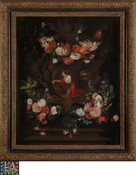 Corona floreale con Maria Maddalena