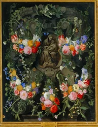 Madonna con corona di fiori (olio su tela)