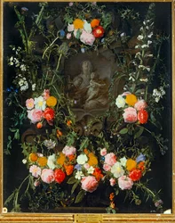 Madonna con corona di fiori (olio su tela)