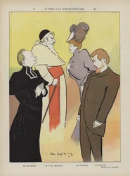 Produzione della commedia Le Duel alla Comédie-Française. Illustrazione per Le Rire