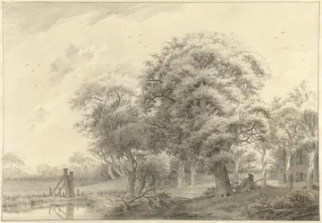 Paesaggio con sullo sfondo una villa in stile neoclassico