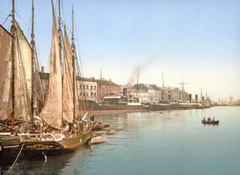 Vista di Havnegade, Copenaghen, pub. 1900