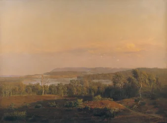 Veduta verso Himmelbjerget, Jutland. Sera