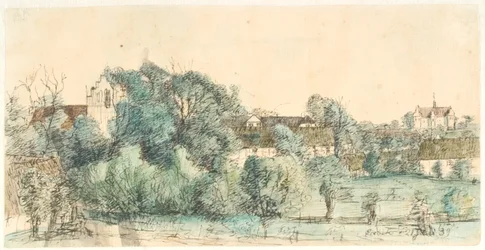 Vista verso la canonica e la chiesa di Ørbæk