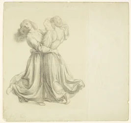 Il prato di Bower - Studio del drappeggio per il ballo delle due ragazze
