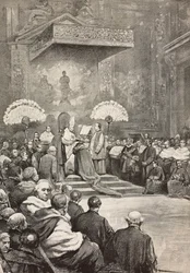 Concistoro del 13 novembre, Papa Leone XIII crea nuovi cardinali, Vaticano, incisione da un disegno di Dante Paolocci, da L