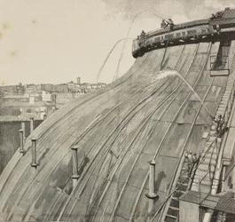 Cupola di lavaggio di Palazzo Montecitorio, Roma, Italia, incisione dopo disegno di Dante Paolocci, da L
