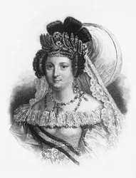 Ritratto di Maria Cristina di Borbone (1806-1878), regina consorte di Spagna dal 1829 al 1833, e regina reggente dal 1833 al 1840, incisione