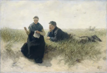 Ragazzo e ragazza nelle dune