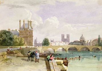 Vista del Pavillon de Flore e delle Tuileries dalla Senna, Notre Dame, Parigi
