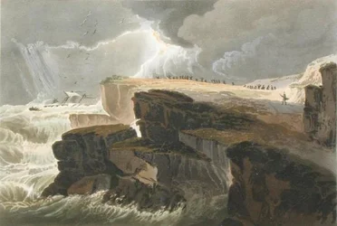 Piatto dal Libro 10 Tempesta, Veduta sulla costa di Hastings