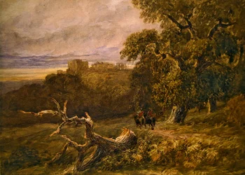 Viaggiatori vicino al castello di Hardwicke