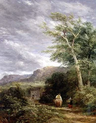 Paesaggio gallese con un mulino ad acqua