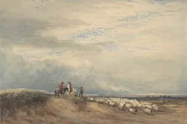Cavalieri con pecore vicino a un estuario, 1830