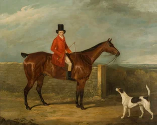 John Hall Kent in abbigliamento da caccia seduto su un cavallo, 1825