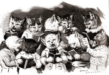 Coro di gatti che cantano, inizio del XX secolo (illustrazione)