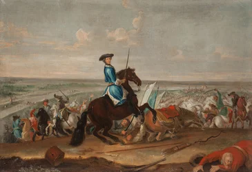 Re Carlo XII alla battaglia di Narva il 19 novembre 1700