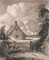 Cottage in un campo di grano