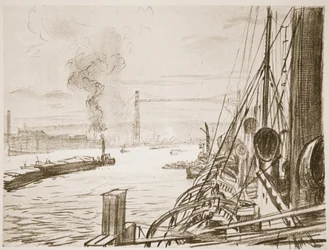 Nave ospedale in una base, illustrazione da 