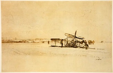 Un aereo distrutto vicino ad Albert, illustrazione da 